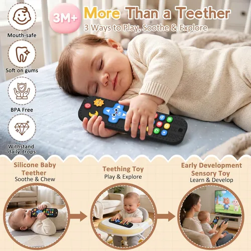 Vista 4 de Mordedor remoto del bebé del silicón de los juguetes de la dentición del Baby Essentials - Juguetes sensoriales para masticar, mordedor para bebé