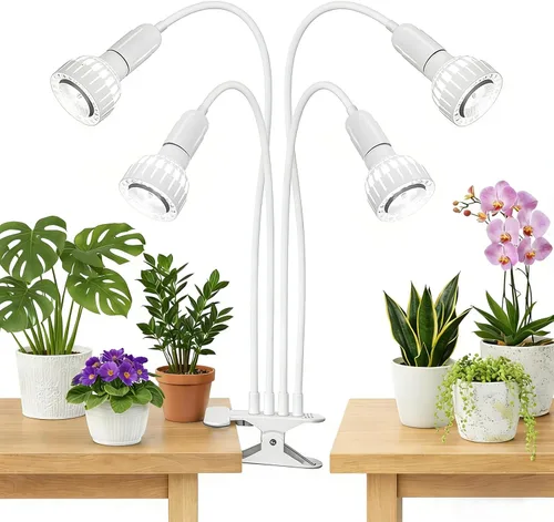 Vista 8 de Luz LED de Crecimiento, Lámpara de Plantas con Clip de Cuello de Cisne de Espectro Completo Blanco 5000K para Plantas de Interior de Escritorio