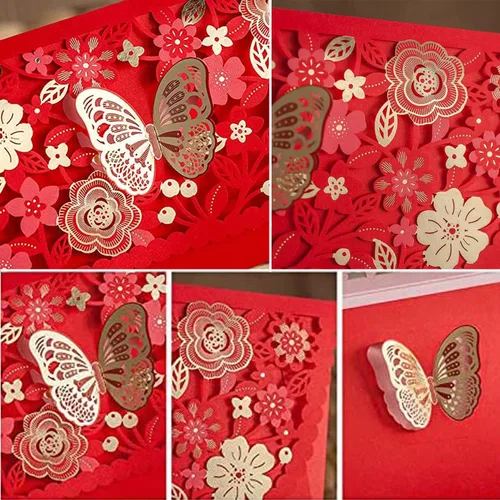 Vista 2 de 10 sobres rojos chinos de regalo de dinero de la suerte Hong Bao para ocasión de boda