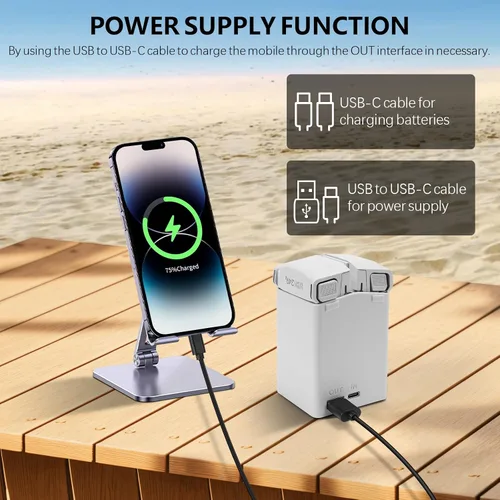 Vista 8 de AMAZEAR Cargador de batería para accesorios DJI Mini 5 Pro/Mini 4 3, DJI Mini5Pro Mini4/3 Series Hub de carga bidireccional con adaptador