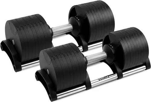 Vista 10 de Squatz Adjustable Dumbbell Set 70-140LB Adjustable Dumbbells For Home Gym, Anti-Slip Handle With Heavy‑Duty Plates, Exercise Fitness Dumbbells For