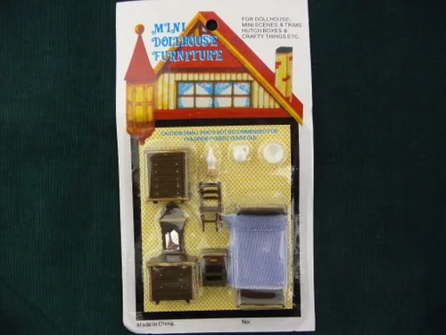 Vista 2 de Casa de muñecas Minaiture Juego de muebles de dormitorio de plástico a escala 1:48