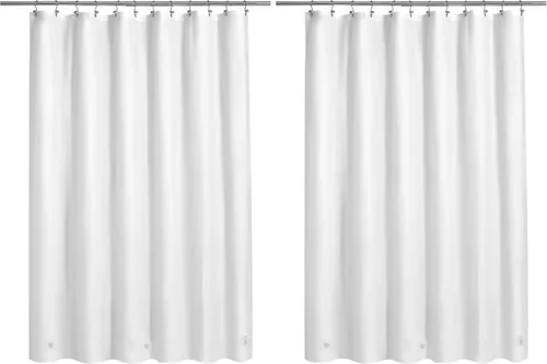Vista 10 de Barossa Design - Forro de cortina estrecho de PEVA para ducha, con 3 imanes, impermeable, para cabina de baño pequeña, sin PVC, ojales metálicos