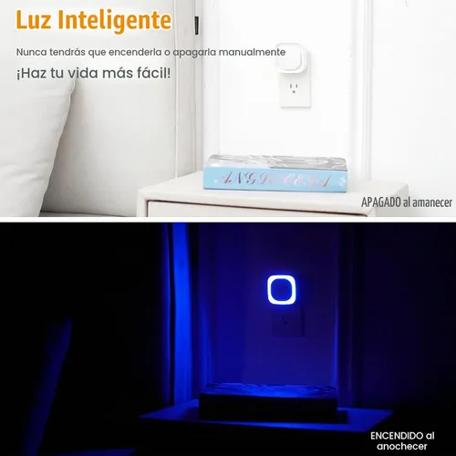 Vista 6 de Paquete de 2 luces nocturnas enchufables regulables, luz nocturna azul, sensor automático de atardecer a amanecer, luz nocturna LED, brillo suave