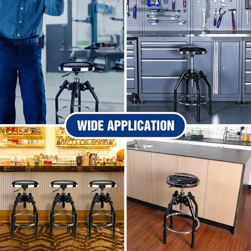 Vista 7 de WORKPRO Taburete de Taller Hidráulico Ajustable de Servicio Pesado, Taburete de Bar para Garaje, 29 a 33.86 pulgadas, Capacidad de 330 Libras, Negro