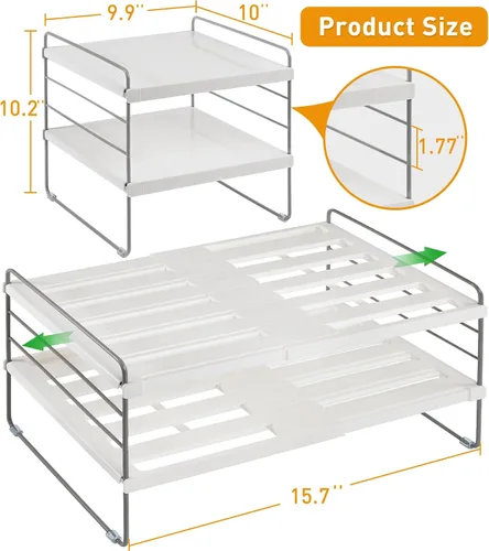 Vista 3 de Paquete de 2 organizadores de despensa y almacenamiento, organizador expandible de papel de aluminio y envoltura plástica, estante organizador