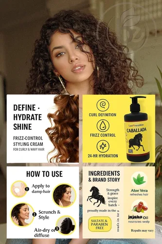 Vista 5 de Champú Caballada paquete de 2 (32.1 fl oz cada uno) + Crema de peinado 8.5 fl oz - Fórmula de cola de caballo y biotina - Cuidado del cabello sin