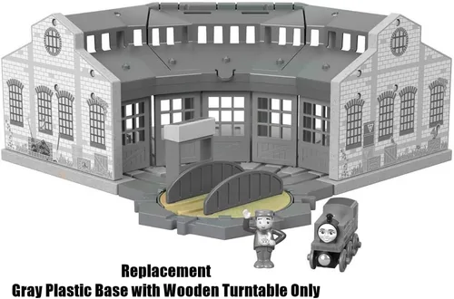 Vista 3 de Pieza de repuesto para cobertizos de madera Tidmouth de Thomas & Friends - GGG72 ~ Base de plástico gris con tocadiscos de madera