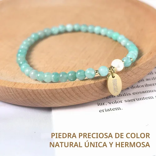 Vista 4 de Morchic - Pulsera elástica con cuentas de gemas naturales de 4 mm para mujeres, con perlas de agua dulce, regalo de cumpleaños de gemas energéticas