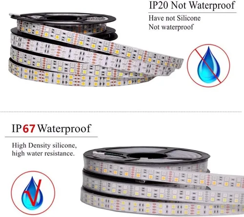 Vista 2 de Fengyan - Tira de luces LED RGB para paisaje, impermeable, 5050, 120 LEDs/m, 12 V, RGBWW, RGBW, cinta de neón flexible, doble fila, decoración