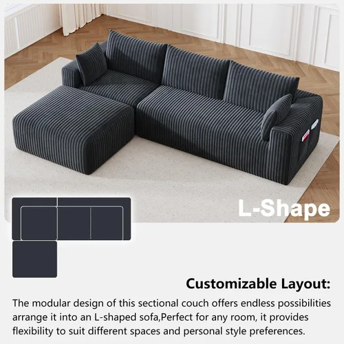 Vista 7 de Sofá modular modular de 108 pulgadas para sala de estar, sofá sin hueso en forma de L con diván de asiento profundo, no requiere montaje, sofá cama