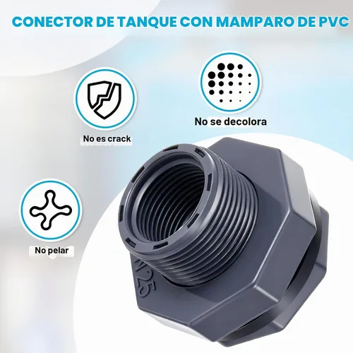 Vista 3 de 4 unids 1 pulgada mamparo montaje PVC Npt tanque conector