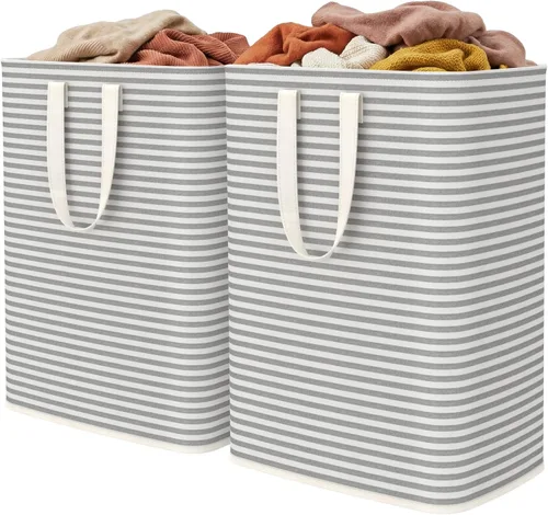 Vista 23 de Lifewit 75L x 2 Pack Collapsible Laundry Hamper Large,Tall Foldable Dirty Clothes Baskets Waterproof, Freestanding Double Bags with Easy Carry