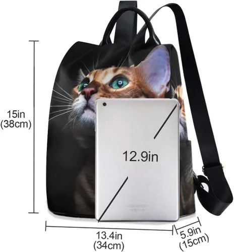Vista 3 de ALAZA - Mochila para mujer, antirrobo, a la moda, bolsa de hombro, hermoso búho y gatito