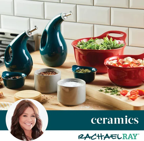 Vista 6 de Rachael Ray Ceramics - Juego de cajas apilables para especias y condimentos con tapa, 2 piezas, azul agave