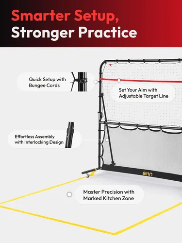 Vista 3 de A11N SPORTS Rebotador de pickleball con ángulos ajustables y ruedas de 360° – Rebotador de práctica para frente, atrás, dinks, voleas – Ideal