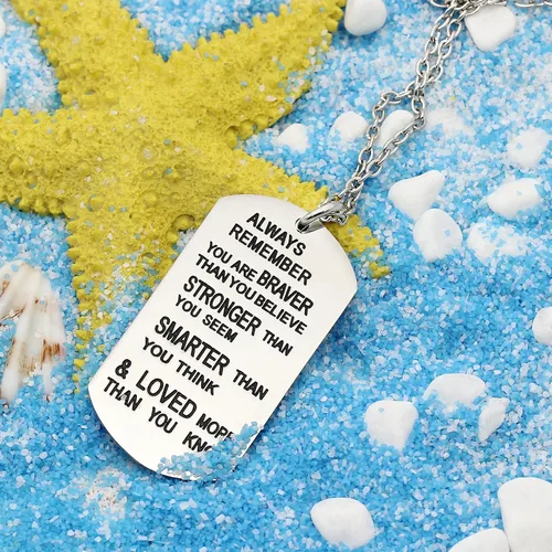Vista 3 de lauhonmin Collar con colgante Always Remember You Are BraverStrongerSmarter Than You Think - Collar con colgante unisex para amigos de la familia