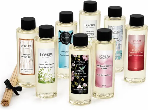 Vista 9 de Amber Romance - Recambio de aceite difusor de varillas con varillas de junco, ámbar cálido, sándalo y notas florales, aceites esenciales de lirio