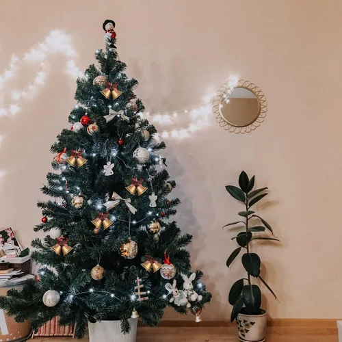 Vista 7 de Adorno rojo de campanas de Navidad, adorno colgante de árbol de cascabeles de metal para decoración de Navidad, suministros de fiesta de vacaciones