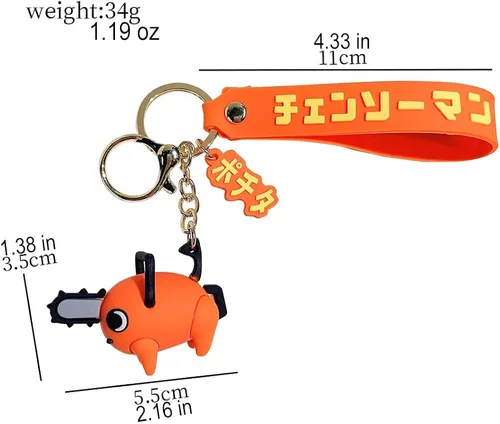 Vista 3 de Llavero de la motosierra Denji Makima, llavero de moda de anime para mujeres y hombres, regalos accesorios de joyería