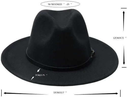 Vista 6 de Sombreros Panamá de fieltro para mujer, estilo clásico de ala ancha, con hebilla de cinturón (M-L)