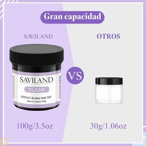 Vista 2 de SAVILAND Gel de Uñas LED y UV Constructor - 100 G de Gran Capacidad Gel Claro Duro para Uñas, Kit de Fortalecimiento de Extensión de Uñas A - Gel
