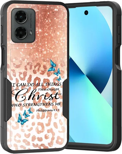 Vista 24 de para Moto G Play 4G 2024, funda de dos capas híbrida resistente y a prueba de golpes, PC duro + silicona suave protectora para Motorola Moto G Play