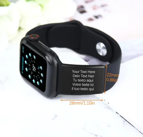 Vista 3 de Etiqueta de identificación de alerta grabada personalizada para correa de reloj con nombre, texto, etiqueta rectangular de acero inoxidable