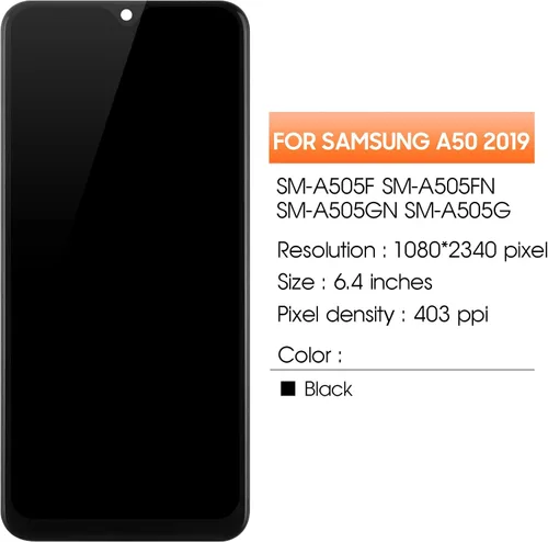 Vista 2 de AGCUT OLED para Samsung Galaxy A50 Reemplazo de pantalla para pantalla Samsung A50 Digitalizador SM-A505F SM-A505G/DS SM-A505U Reemplazo de pantalla