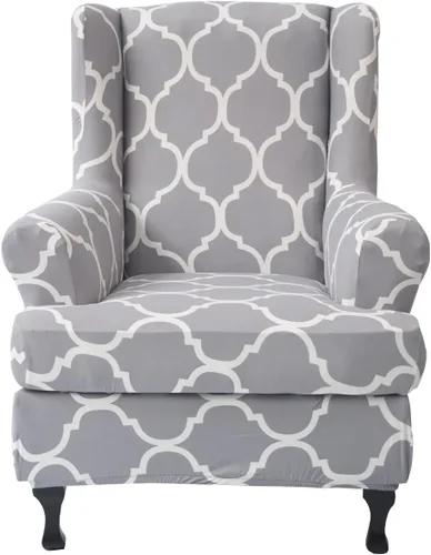 Vista 42 de NILUOH Funda para silla Wingback, 2 piezas, fundas elásticas de elastano para silla con respaldo de ala, funda lavable para sillones con respaldo
