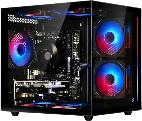 Vista 11 de suevery PC de escritorio preconstruido, computadora torre negra Negro
