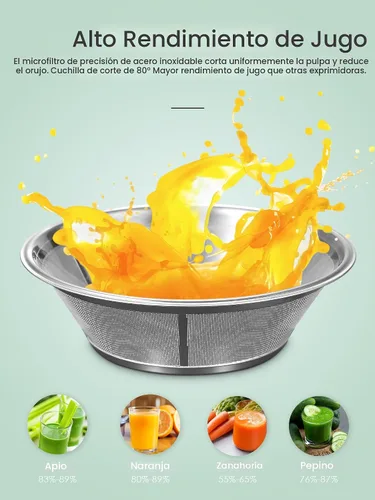 Vista 5 de QCen Máquina exprimidora, extractor centrífugo de 500 W con canal de alimentación de boca ancha de 3 pulgadas para frutas y verduras, fácil