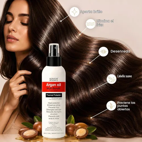 Vista 3 de Spray protector térmico para el cabello: mejora el brillo, elimina el encrespamiento, desenreda, evita las puntas abiertas, repone nutrientes, se