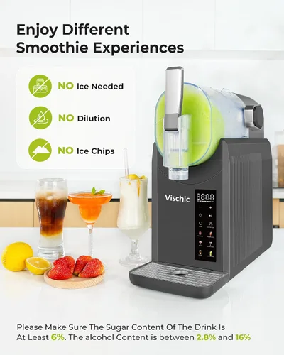 Vista 7 de Máquina de granizado para el hogar, máquina de bebidas congeladas con 7 programas preestablecidos y limpieza automática, fabricante de granizado Gris