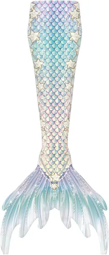 Vista 2 de LIANXUE Colas de sirenas para niñas y niños y adultos, fiesta en la piscina, traje de baño de sirenas para nadar, disfraz de cosplay de poliéster