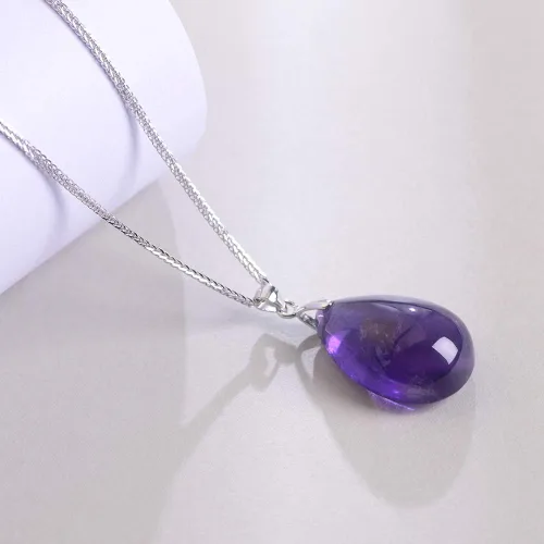Vista 3 de iSTONE - Collar de plata de ley 925 con dije de lapislázuli para mujer, piedra preciosa natal con cadena de plata de 18 pulgadas