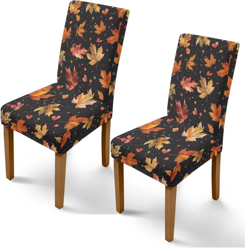 Vista 33 de Rnyleeg Juego de 1 fundas para sillas de comedor de otoño, diseño de hojas, para sala de estar, sin brazos, funda elástica para silla de cóctel