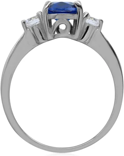 Vista 3 de Silvershake 8x6mm Oval Shape 925 Sterling Silver Engagement Ring