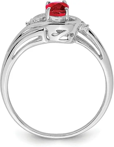 Vista 2 de 925 Sterling Silver Diamond Red Ruby Band Ring Gemstone Fine Jewelry For Women Gifts For Her