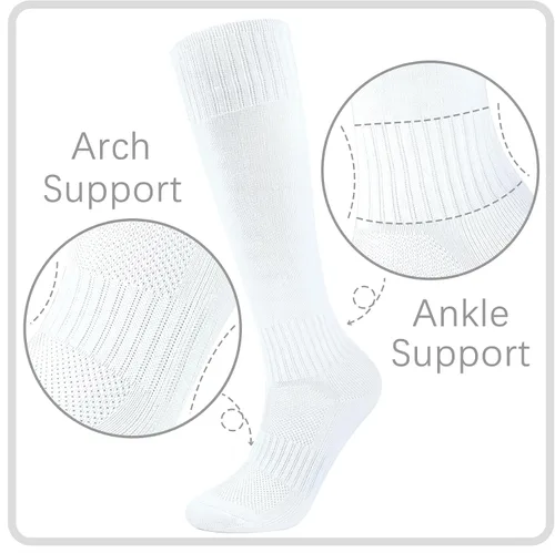 Vista 3 de Calcetines de fútbol para niños, 6 pares de calcetines de fútbol para niñas, calcetines altos hasta la rodilla, béisbol, sóftbol, deportes, niños