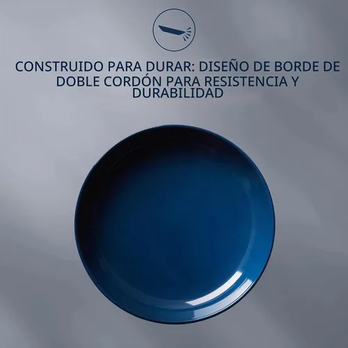Vista 5 de Corelle - Plato hondo de cerámica, azul marino, esmalte sólido, paquete de 4
