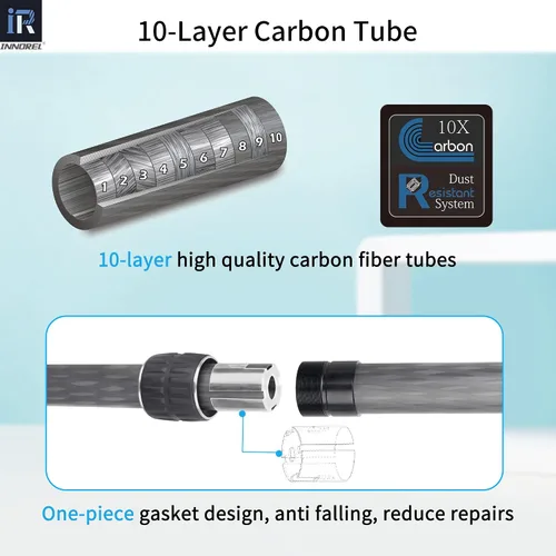 Vista 4 de INNOREL ER362C Universal 10 capas de fibra de carbono trípode centro columna extensión extensión poste extensor - dos secciones media columna