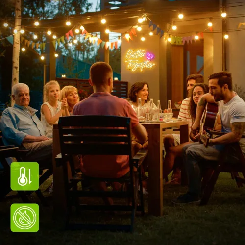 Vista 4 de Letreros de neón con texto en inglés «Better Together», «Arrinew LED», alimentado por USB, para decoración de pared del hogar, luces de neón