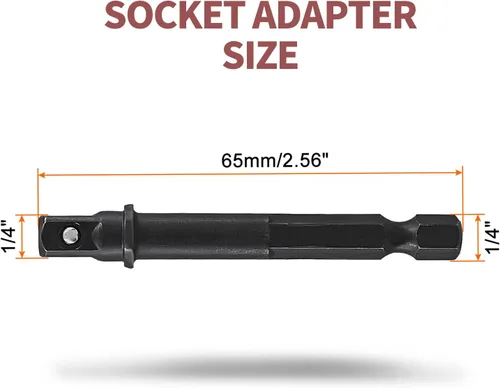 Vista 3 de Biaungdo Adaptador de broca cuadrada, 5 piezas de extensión de enchufe de impacto hexagonal de 1/4, adaptador de enchufe de impacto para taladros