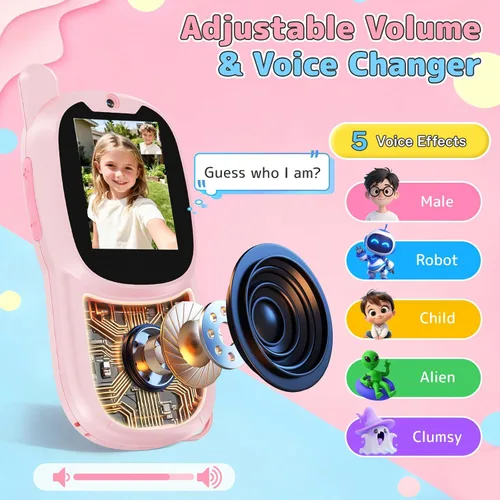 Vista 5 de Walkie Talkies de video para niños con cámara, paquete de 2 juguetes Walkie-Talkie recargables para niños y niñas de 3 a 12 años, regalos
