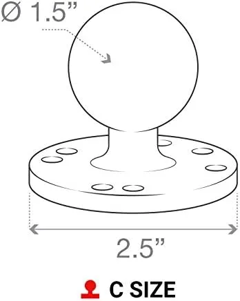 Vista 6 de RAM Mounts Placa redonda con bola RAM-202U con bola de tamaño C de 15 pulgadas