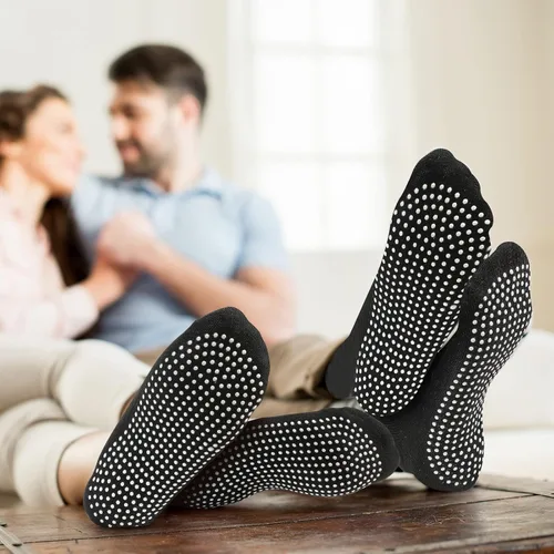 Vista 2 de Geyoga 5 pares de calcetines antideslizantes unisex antideslizantes para yoga, pilates, barre entrenamiento en casa