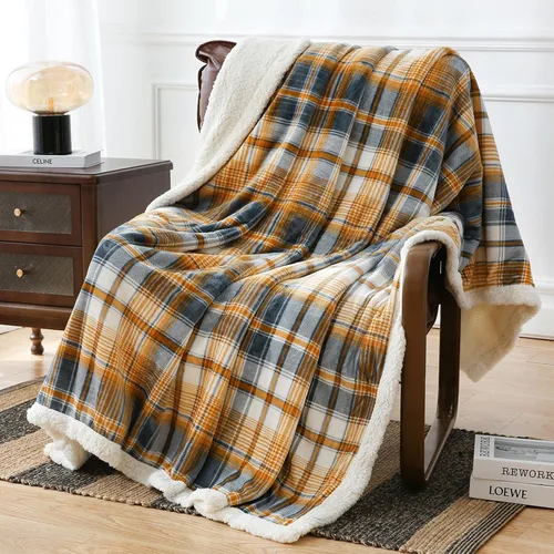 Vista 26 de PU MEI Manta Sherpa Individual a Cuadros Gruesa para Cama, 60"*80" Franela Súper Suave Difusa Forro Polar Reversible Terciopelo Afelpado Manta