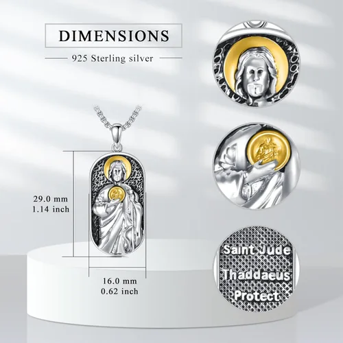 Vista 7 de SIMONLY Collar de plata de ley 925 de San JudaFlorianBenedicto, collar de protección de medalla de San Cristóbal, amuleto cristiano, regalos