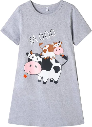 Vista 8 de Hupohoi Bata de dormir de manga corta para niñas grandes con lindos gatos, diseño de día perezoso, pijama Gato negro